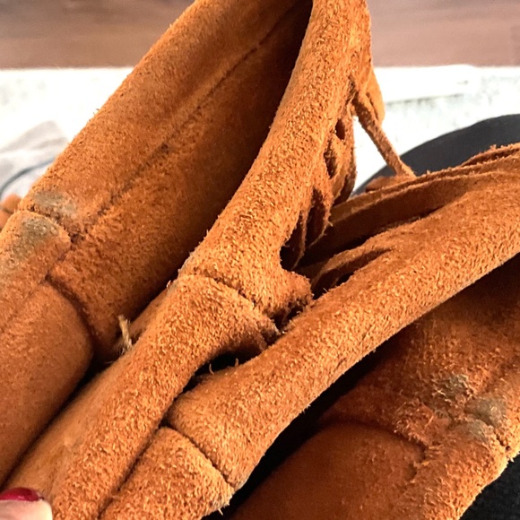 Brown Suede Western Boho Moccasin 3-Layer Fringe Boots Sz 9 - Picture 15 of 16